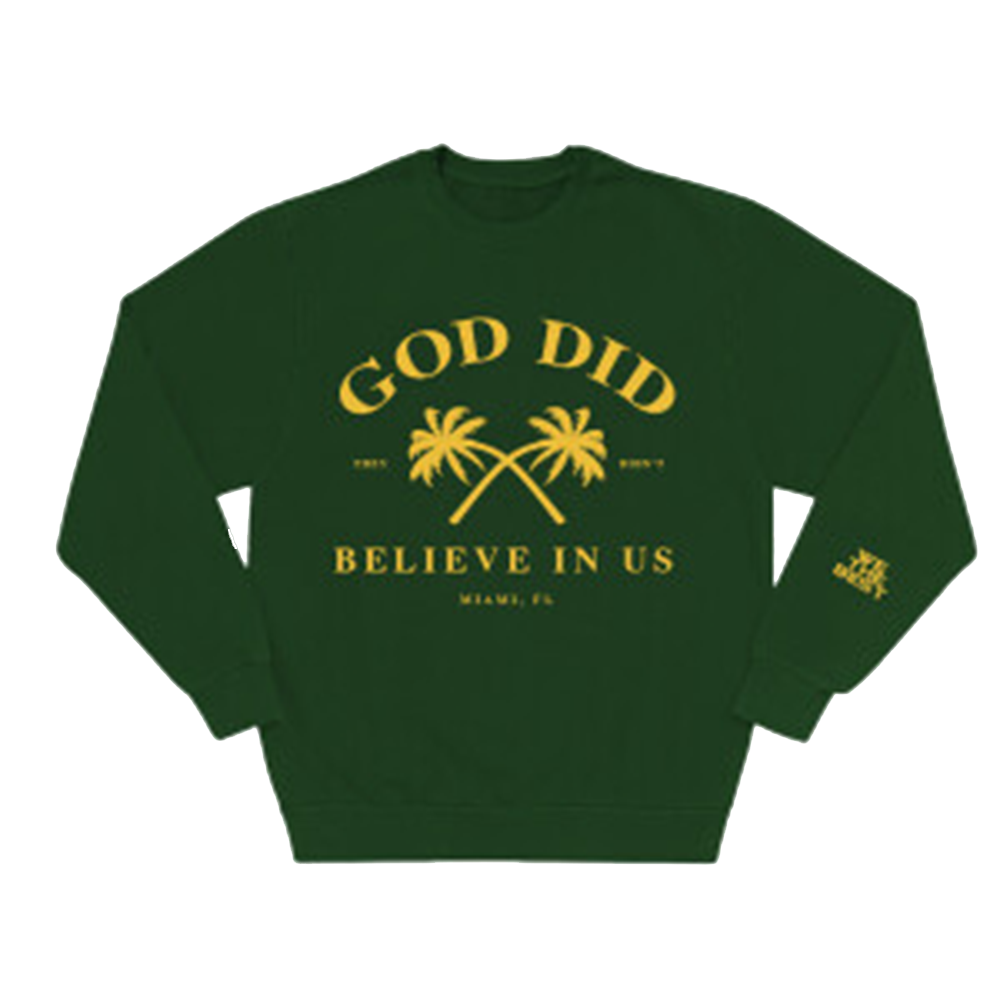 GOD DID FOREST GREEN CREWNECK