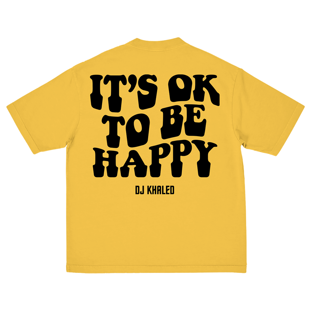 IT'S OK TO BE HAPPY YELLOW FACE TEE BACK