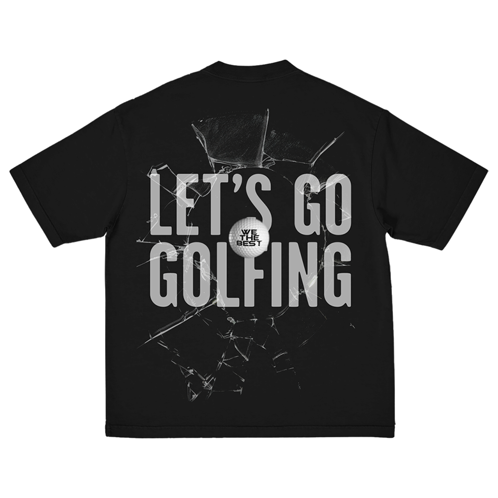 LET'S GO GOLFING BLACK SHATTERED TEE BACK