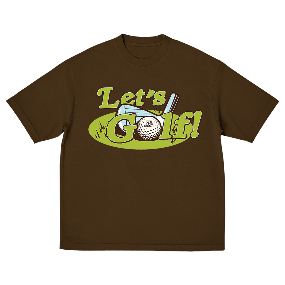 LET'S GOLF BROWN TEE FRONT